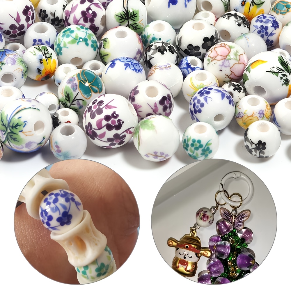 20/30pcs Fresh Natural Minimalist Style Printed Ceramic Beads